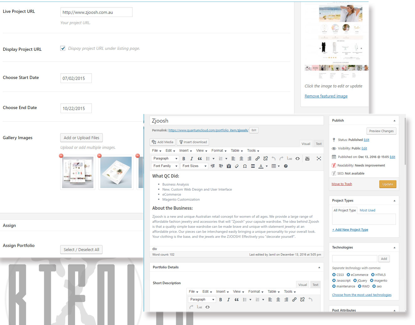 Back End Portfolio Items List