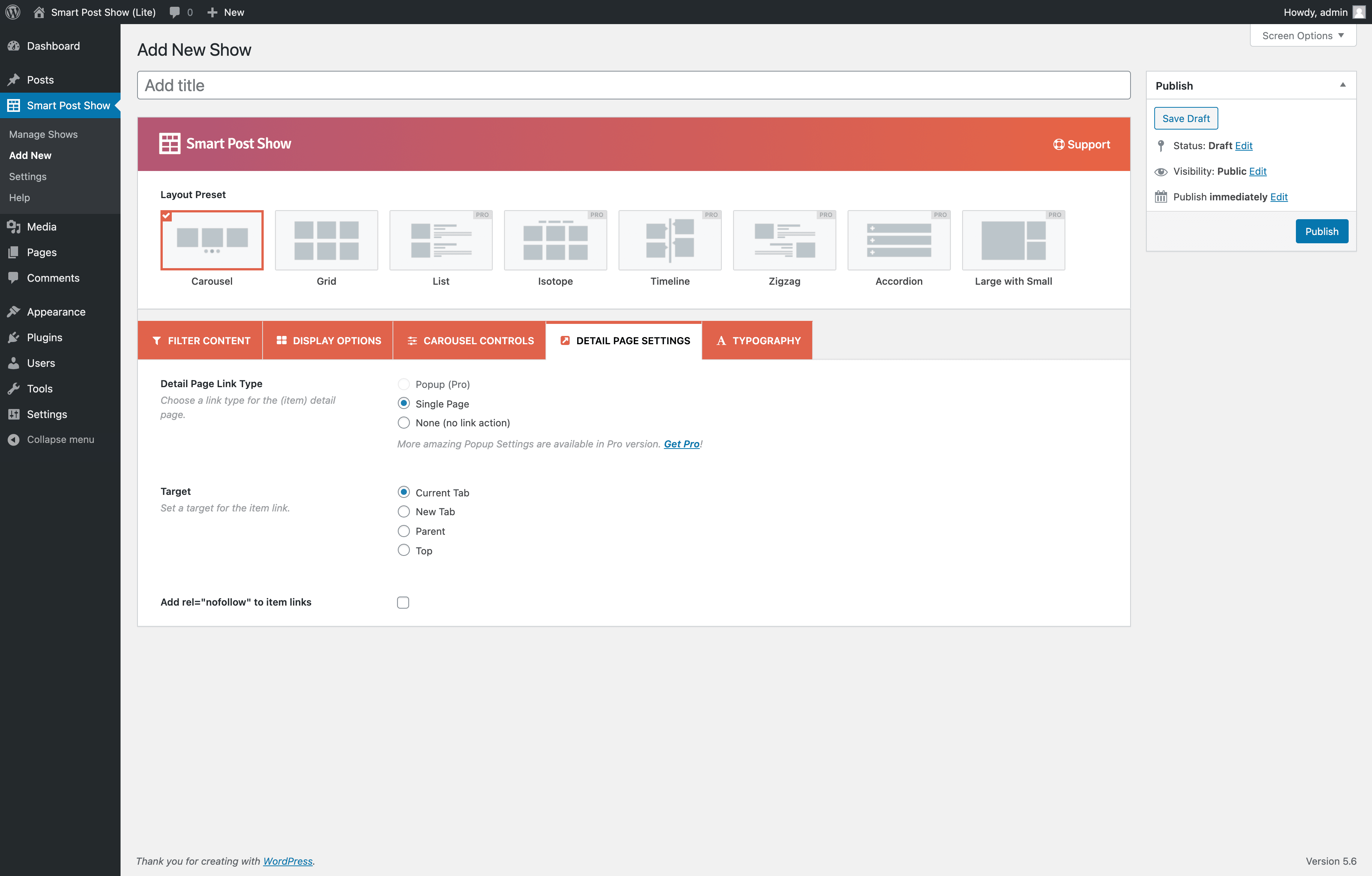 Detail Page Settings