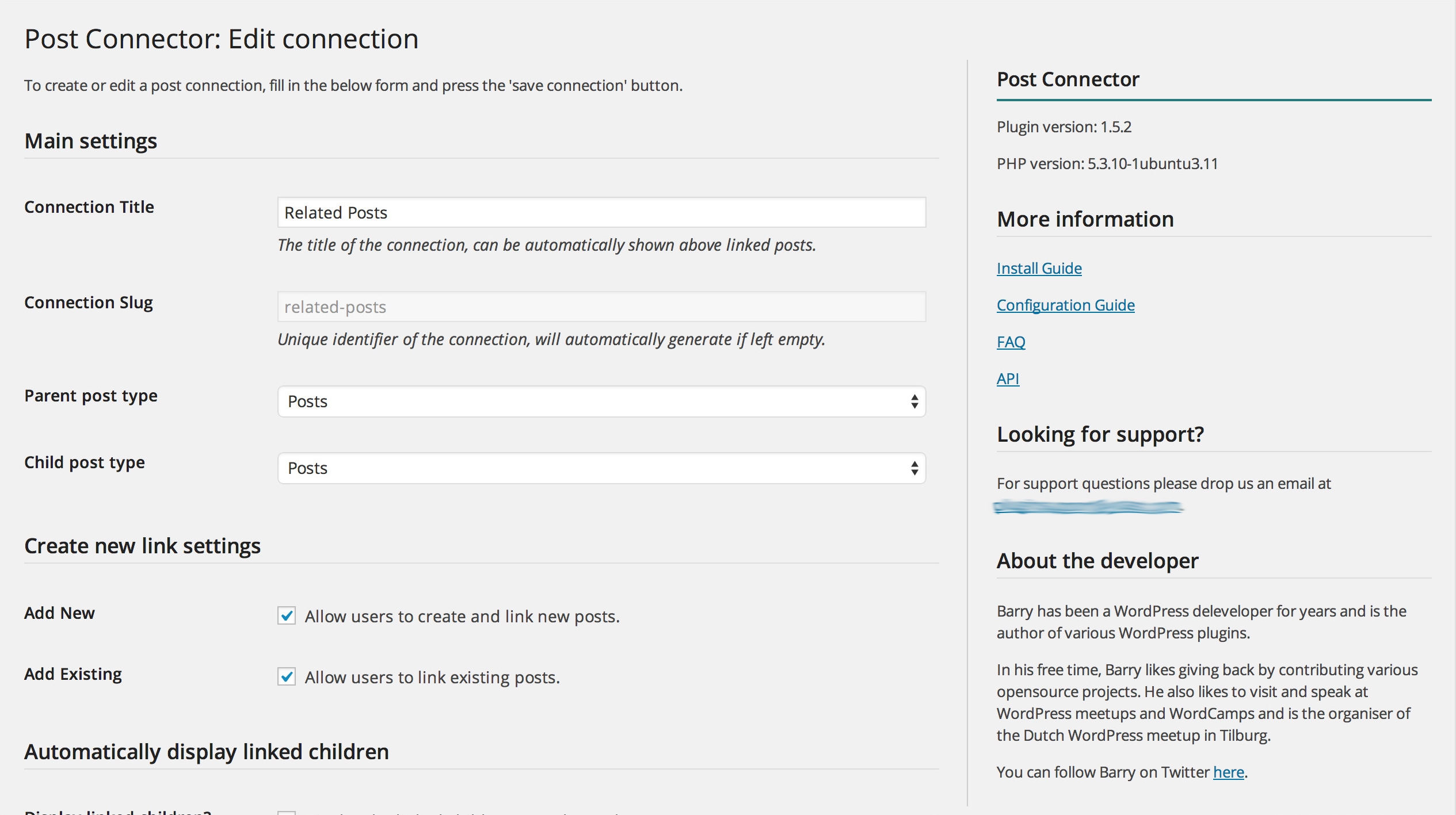 The connection edit screen. Here you can edit a connection.