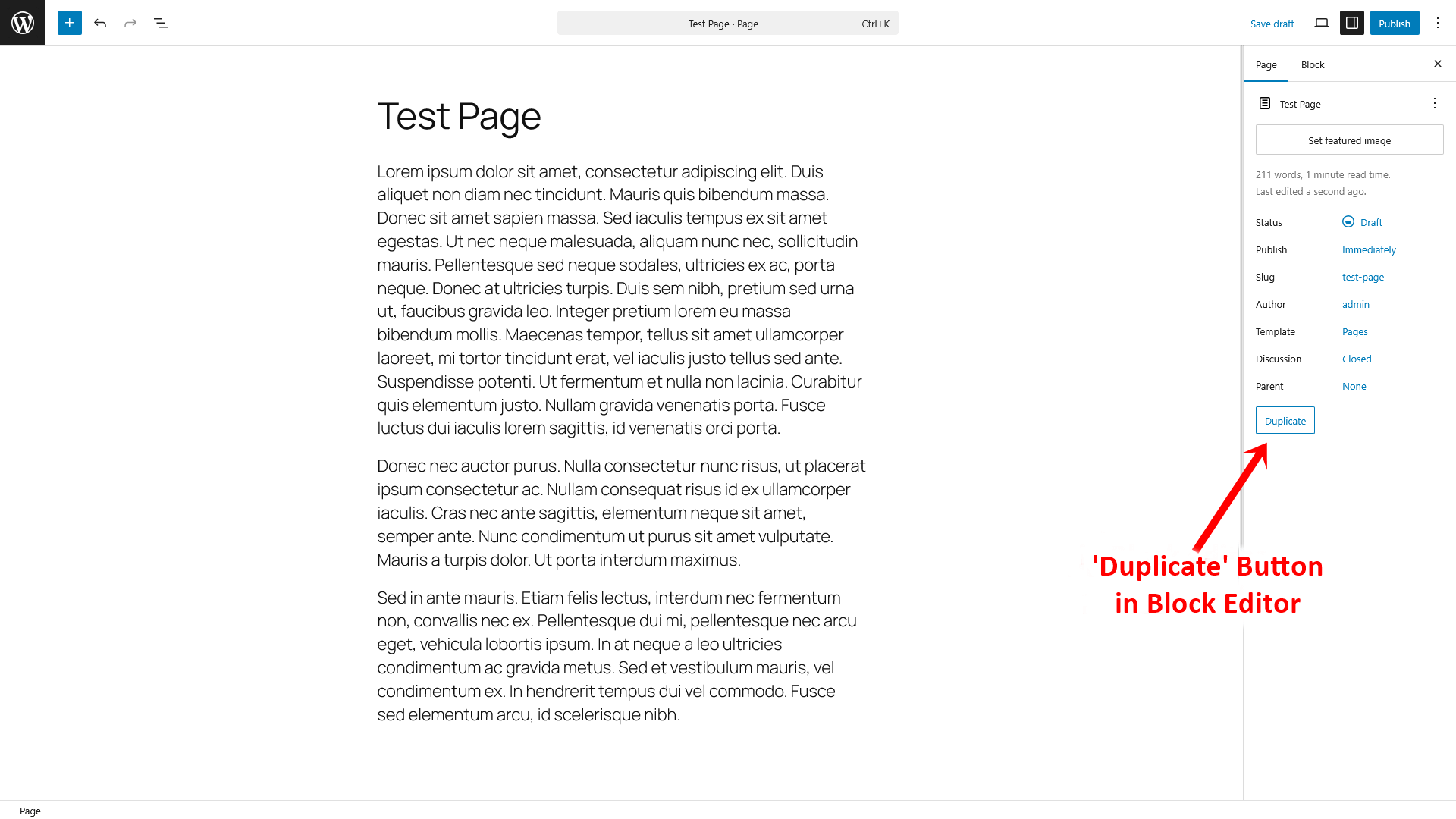 Duplicate option in the block editor (Gutenberg)