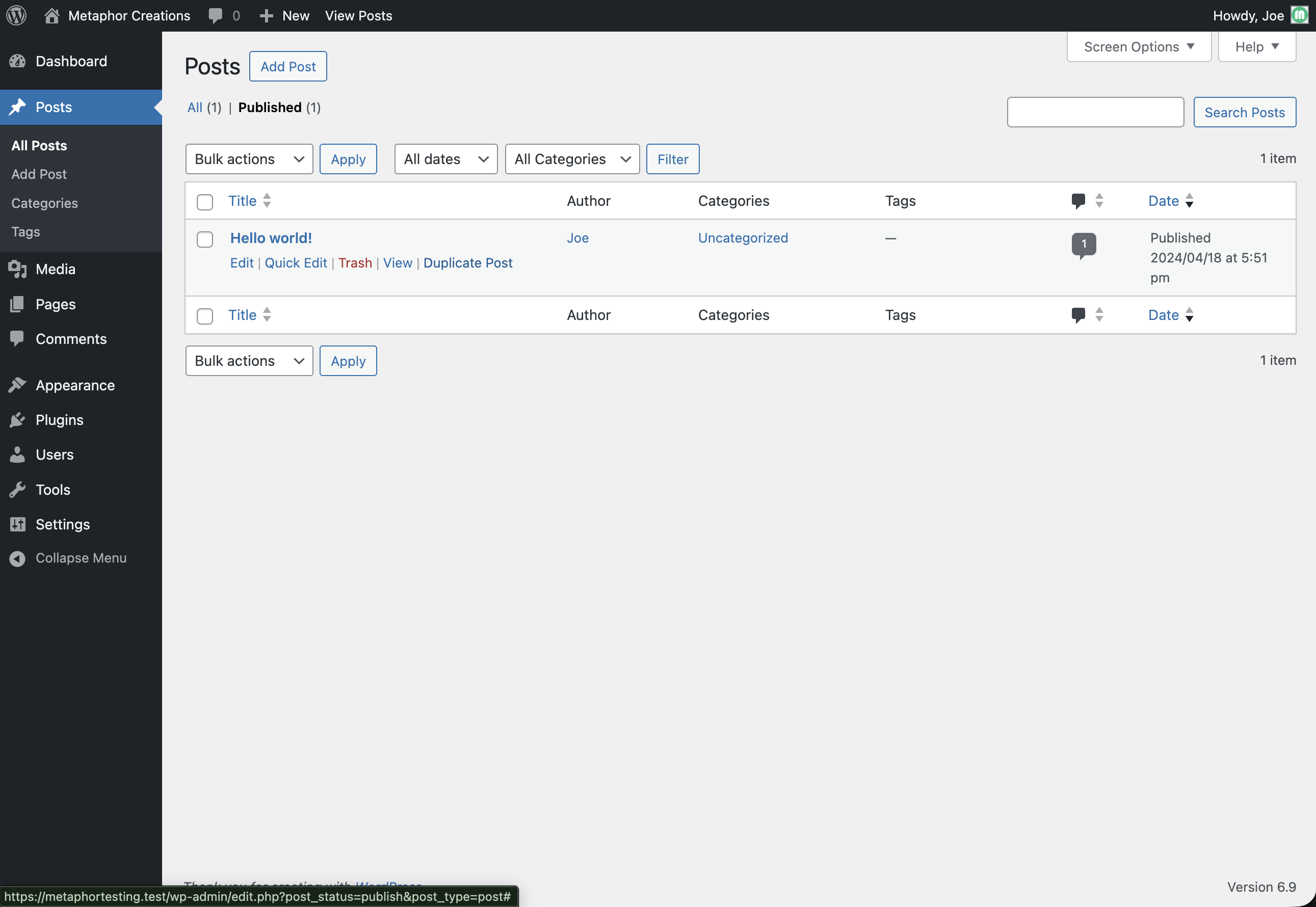 Posts list duplicate link