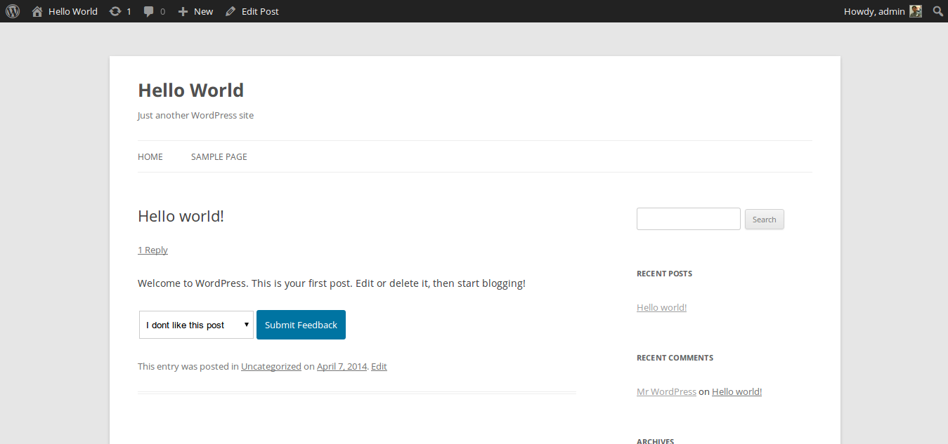 Post Feedback - Single Post Page