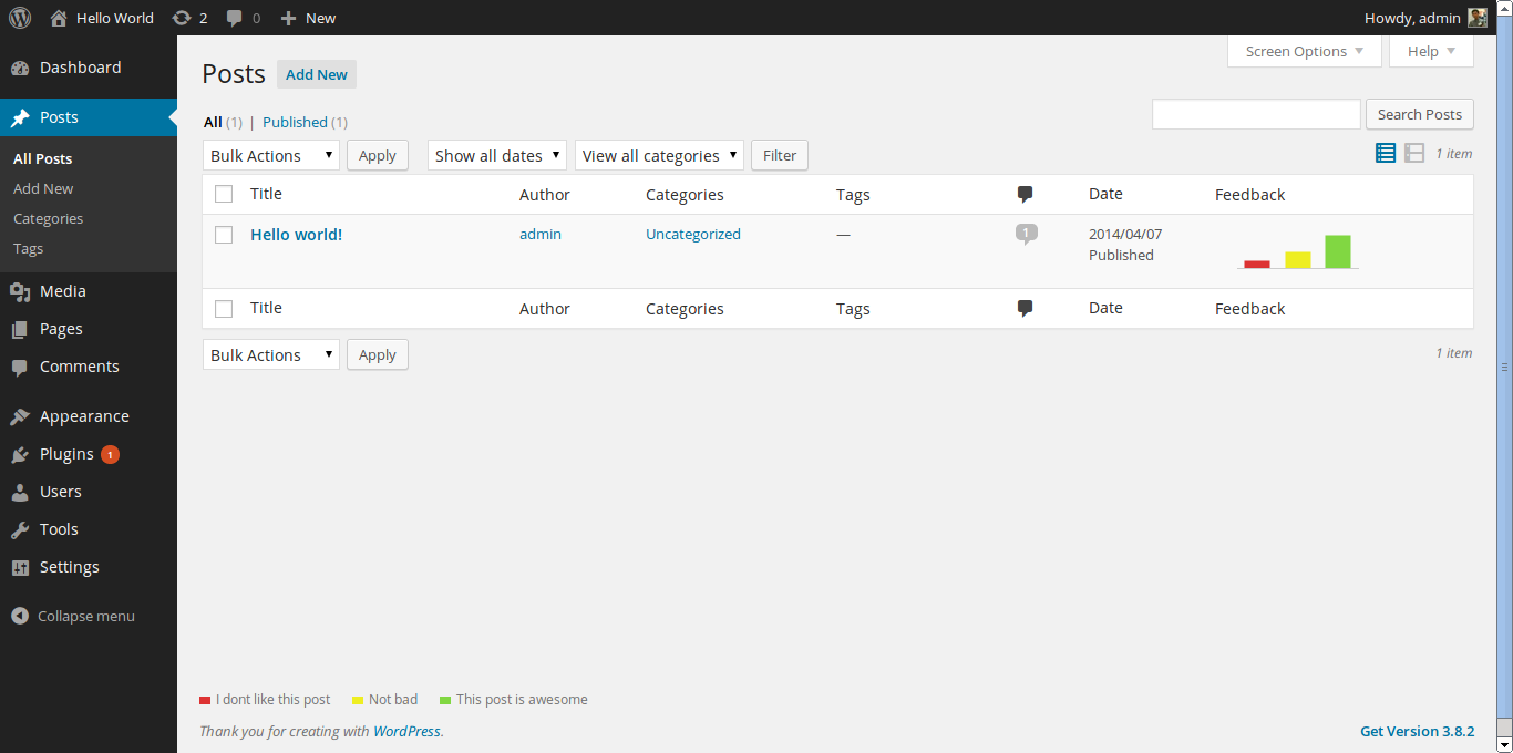 Post Feedback - Admin Posts Page
