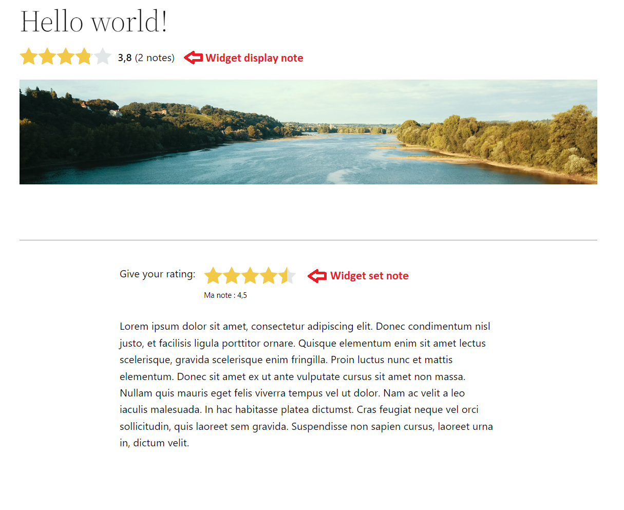 Shortcodes set and display note on a single post page