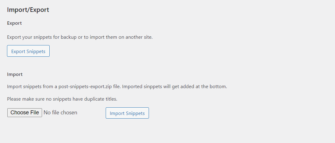 The Post Snippet insert dialog that shows all snippets.