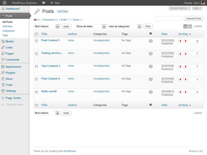 View of the plugin options page in the admin. See the newly added menu on the bottom left, in the navigator.