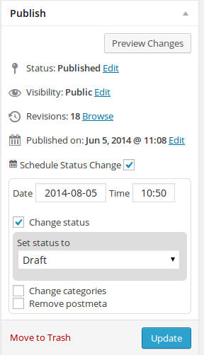 Edit page with no options activated.
