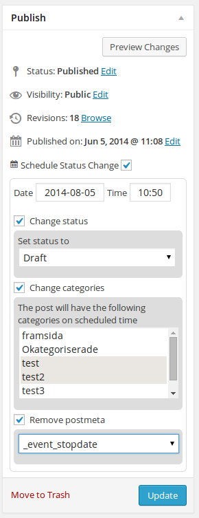 Edit page with post meta option activated.