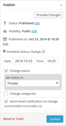Edit page with email notification option.