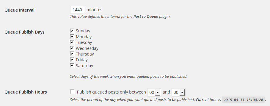 Post to Queue settings
