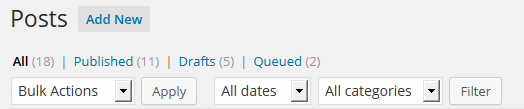 Filter posts by status