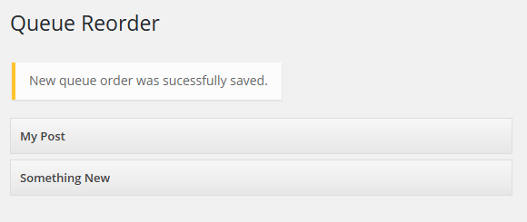 Message that reordering was successful