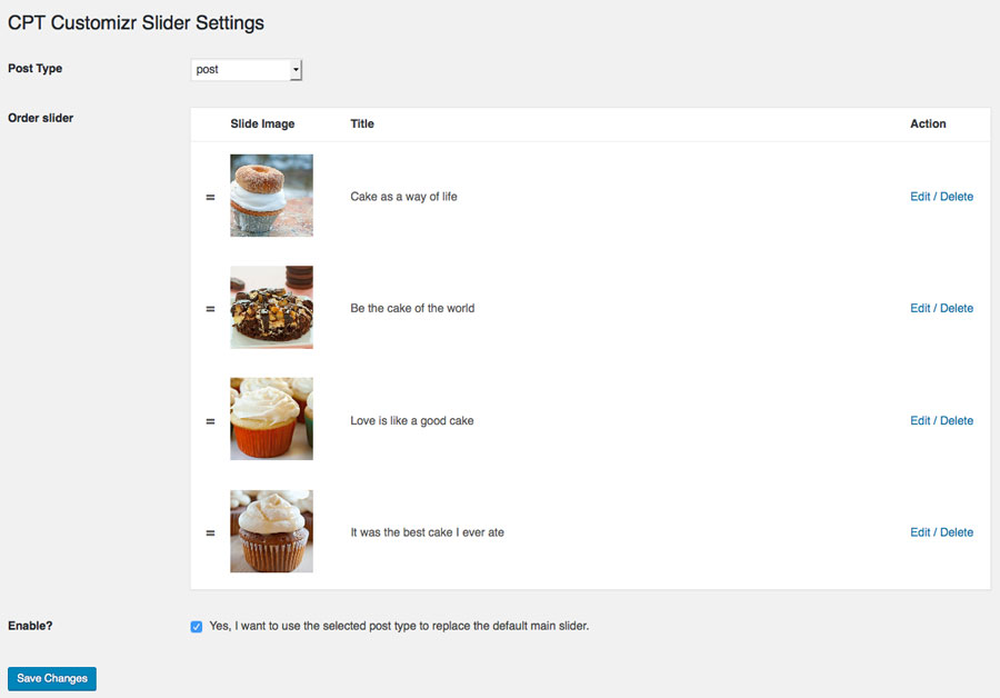 Plugin admin panel