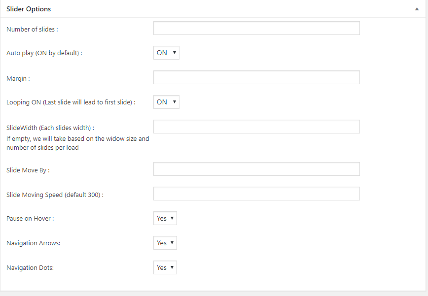 Bxslider options selecting