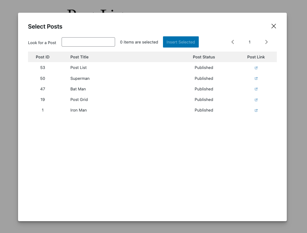 Advanced post selection tool: enables you to select specific posts.