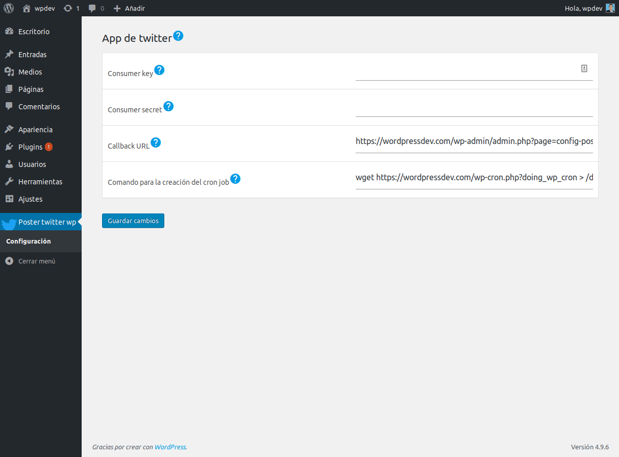 Plugin menu as administrator to screenshot-1.png