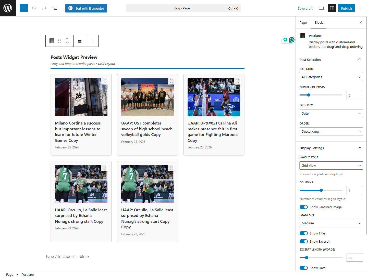 **List Layout** - Traditional blog-style post listing