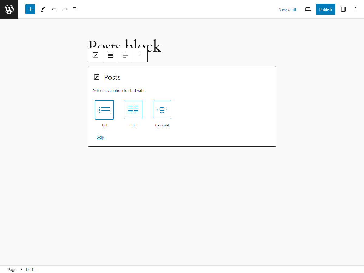 Posts block variations **[Pro]**.