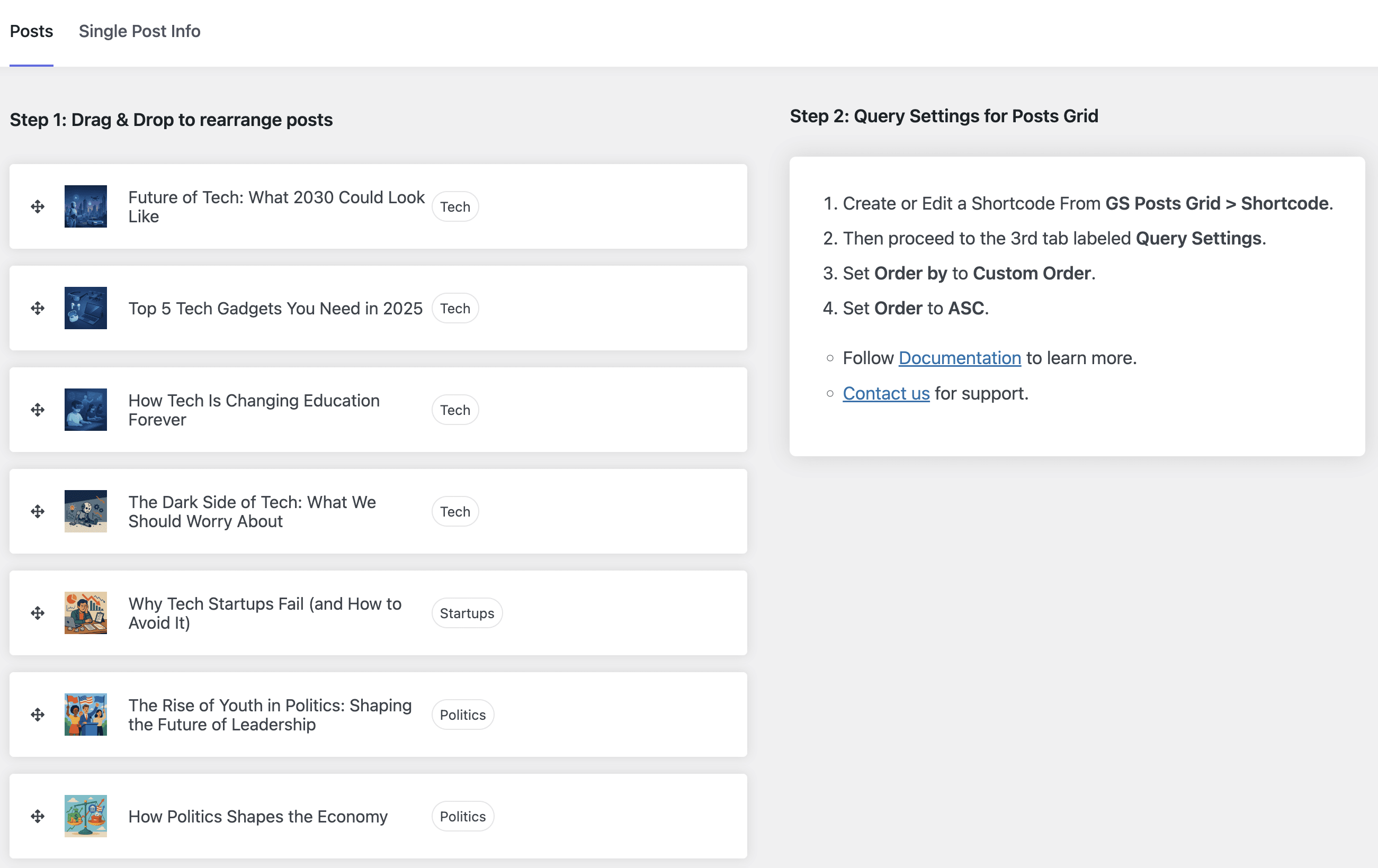 Filter & Popup View: GS Posts Grid