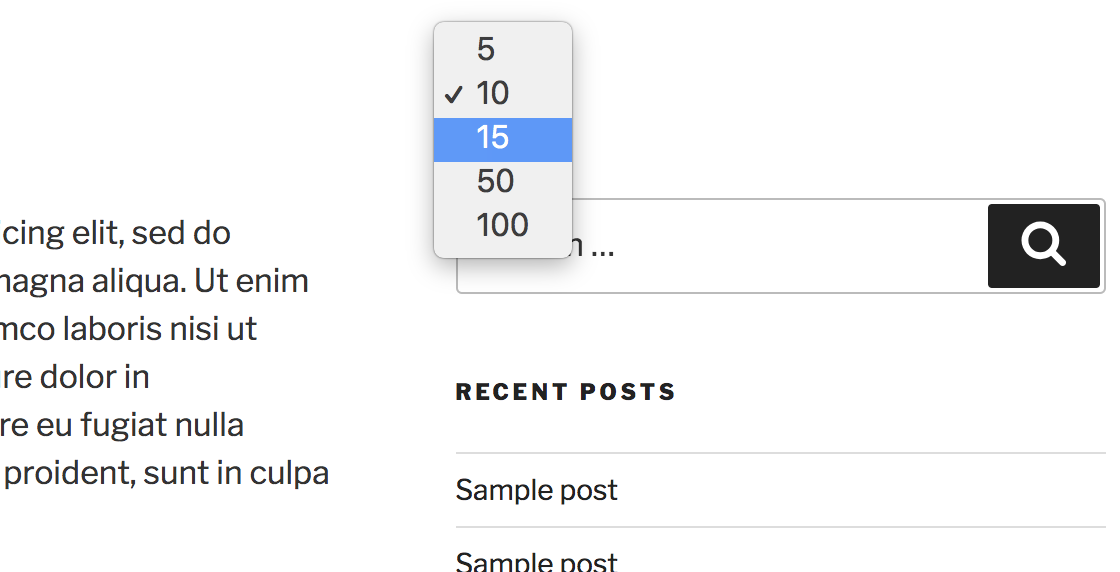Added Posts Per Page Changer UI.