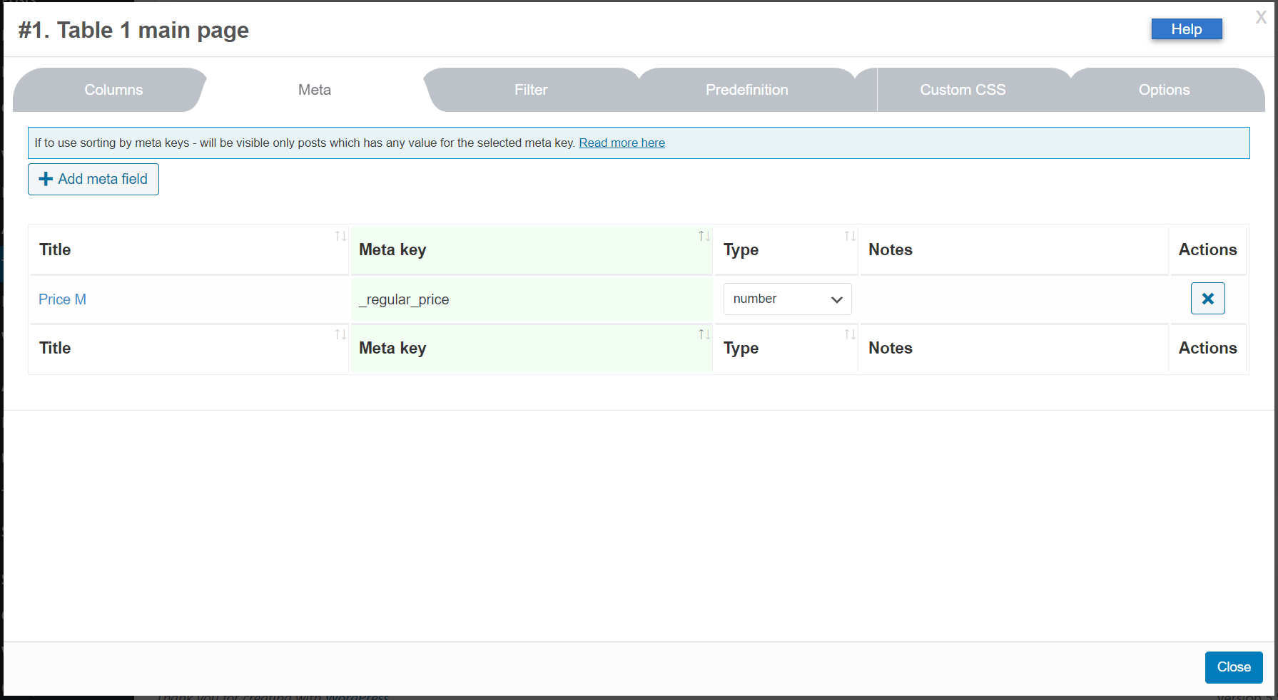 Shortcode tableon_single print one post info (rows is optional in global settings)