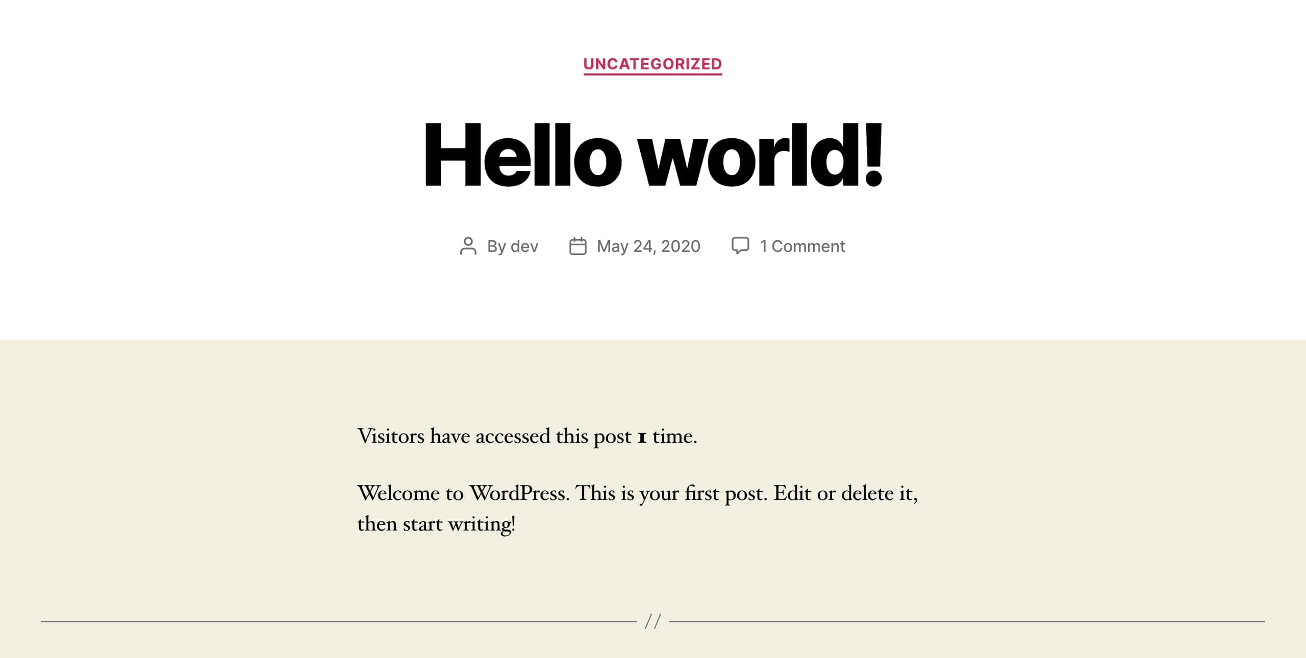 Posts Unique View Counter running on Twenty Twenty theme.