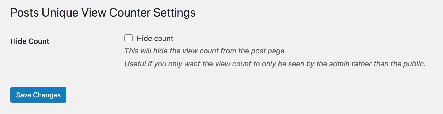 Posts Unique View Counter settings.