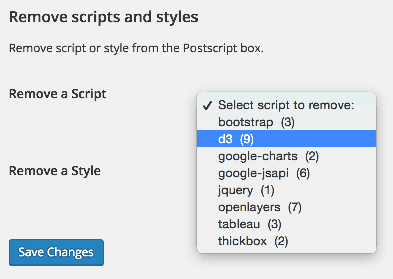 Settings Page: Remove Scripts and Styles