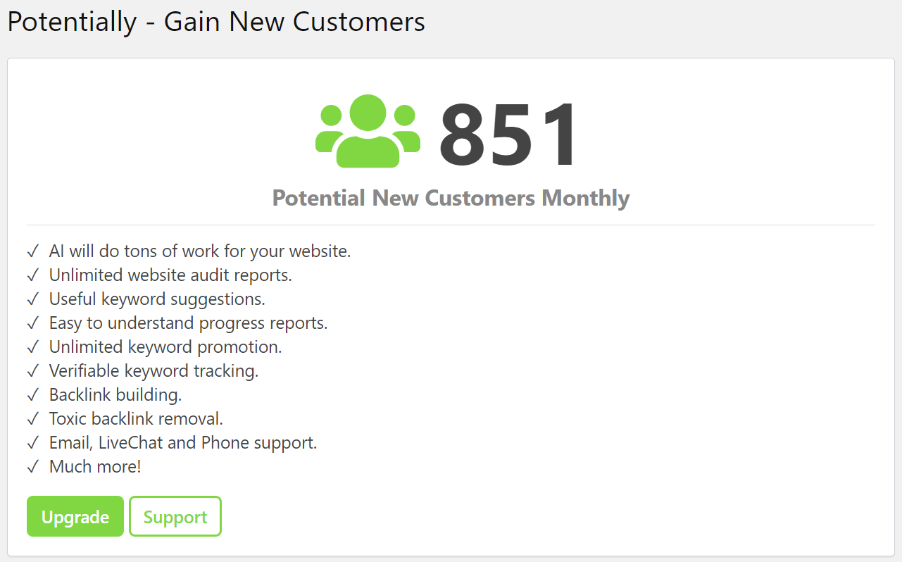 The Potentially plugin dashboard box.
