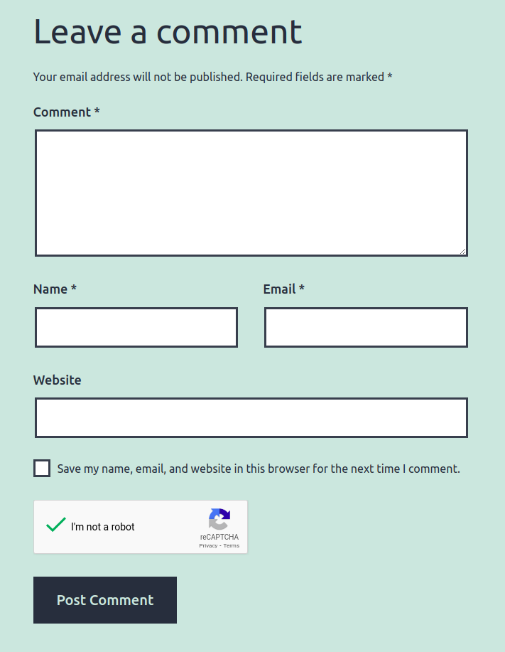 Example for a comment form.