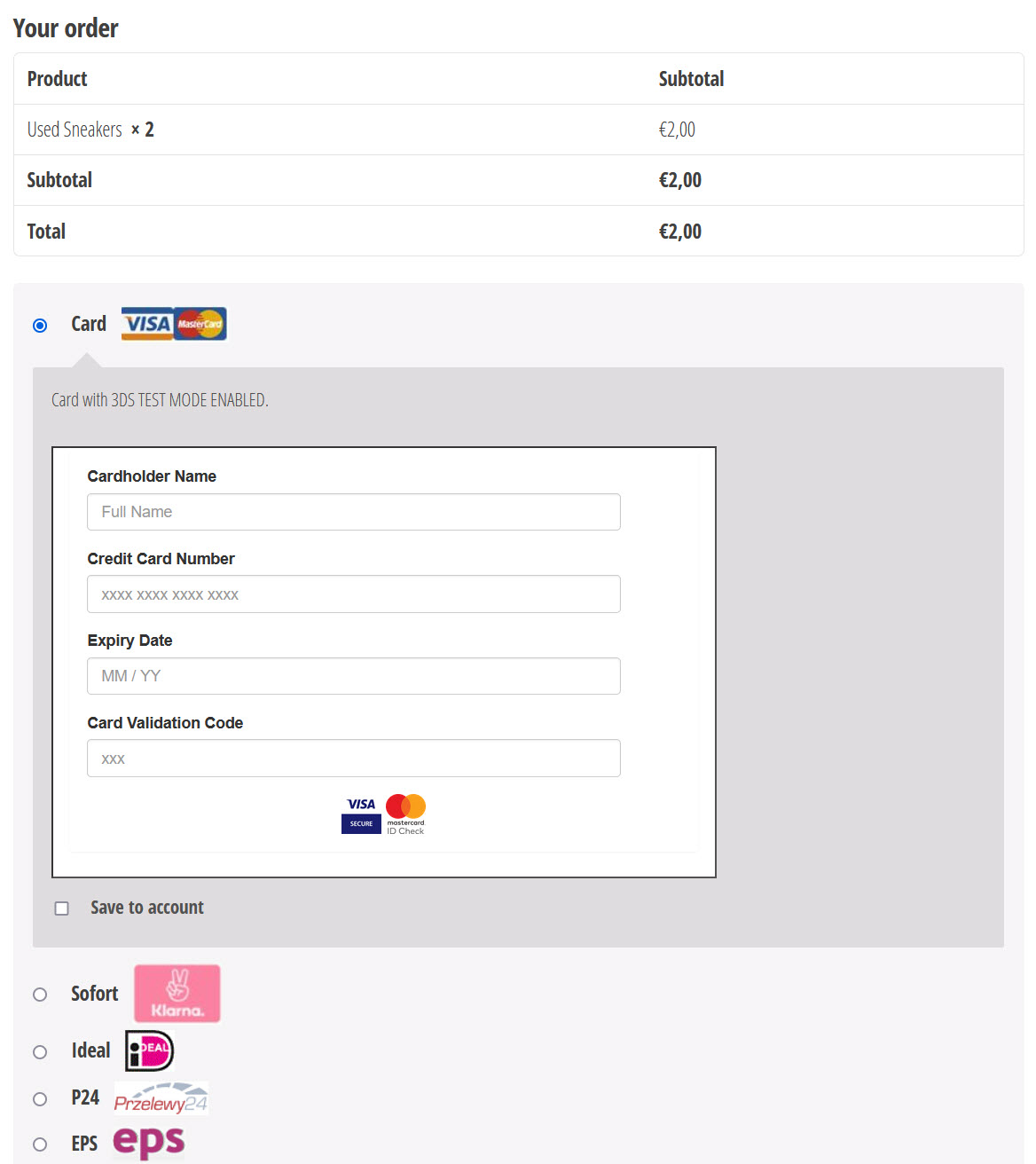 Setup for creditcard payment system