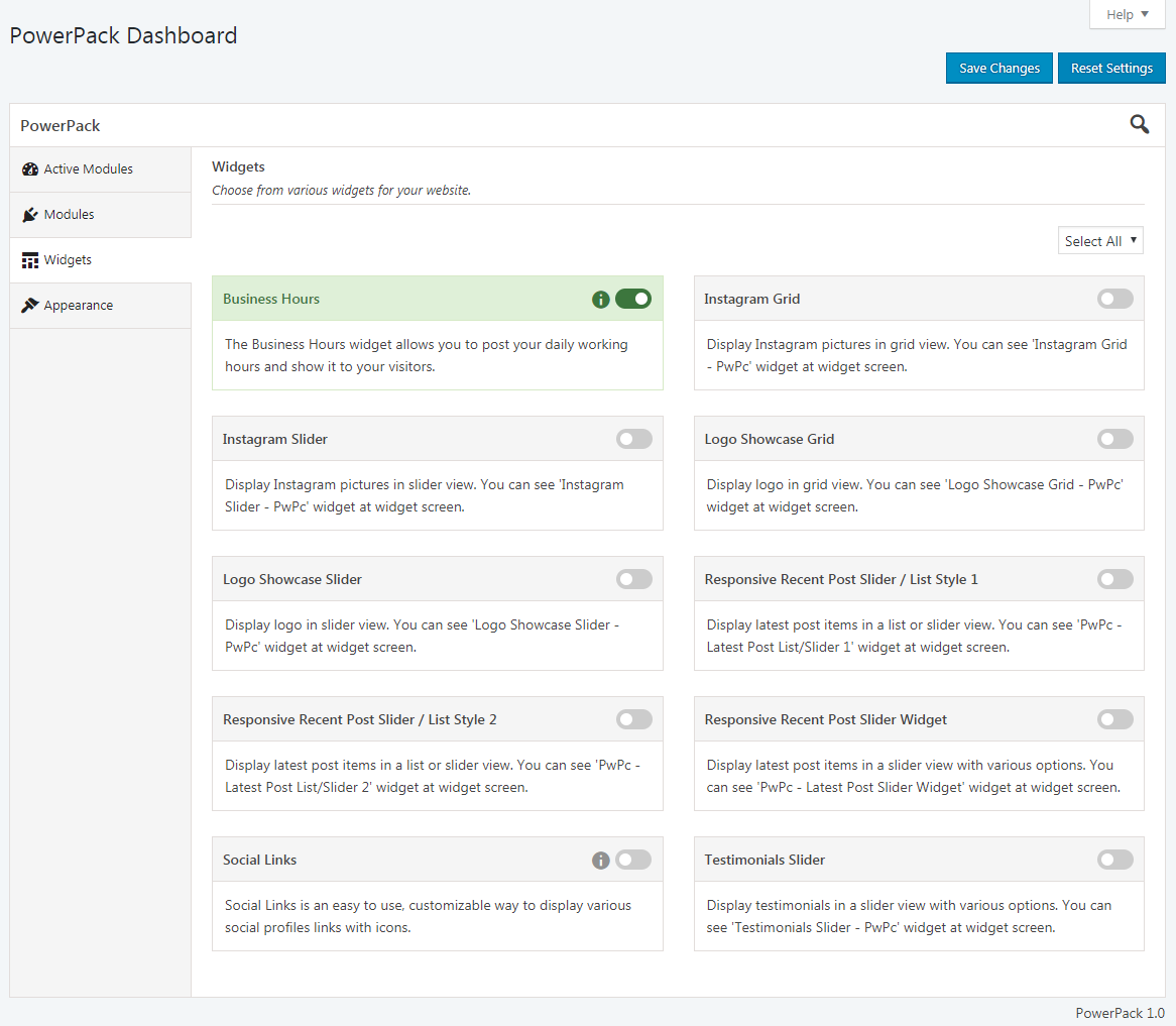 PowerPack Widgets Modules (Elements)