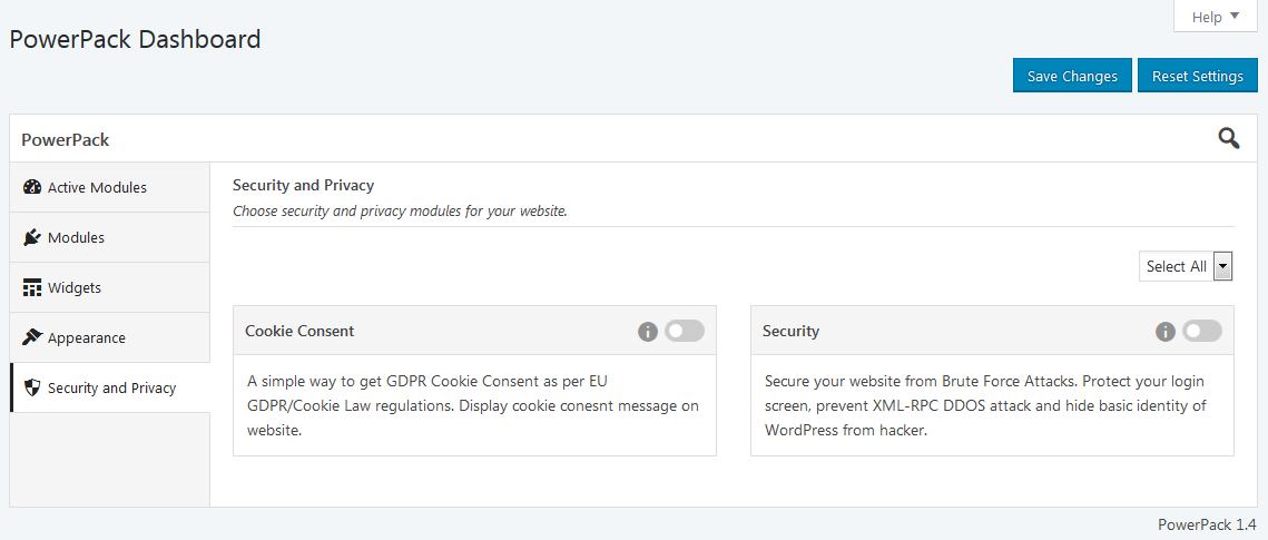 PowerPack Security & Privacy Modules