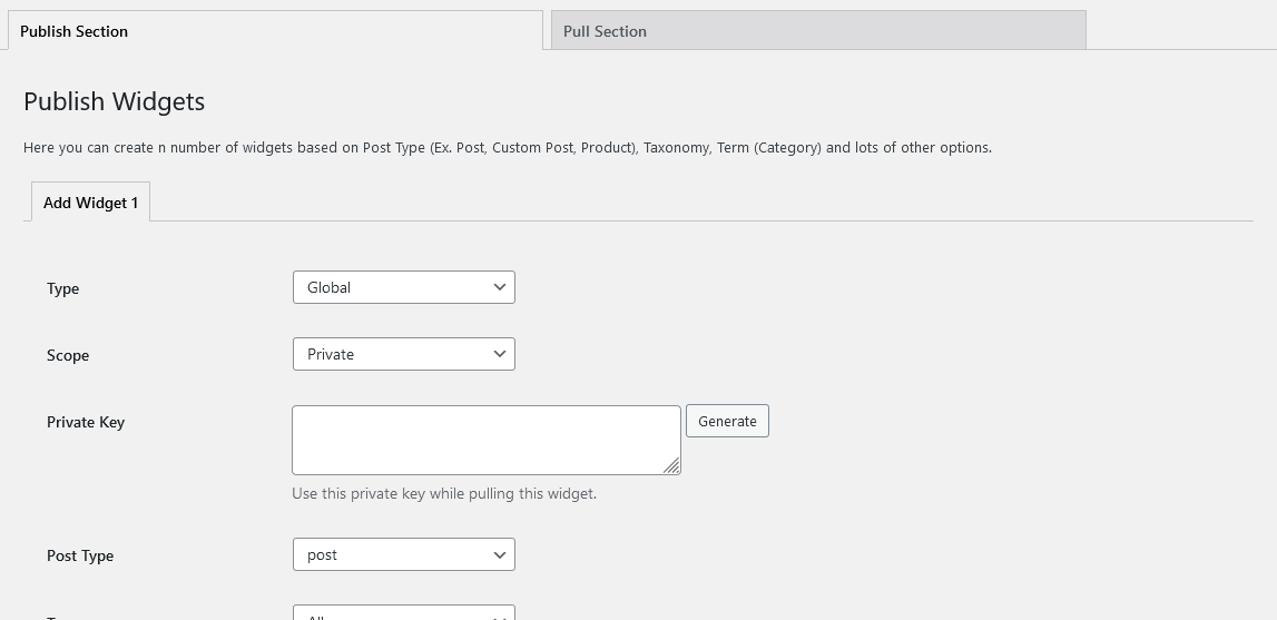 Publish Section