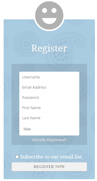 Smiley registration theme