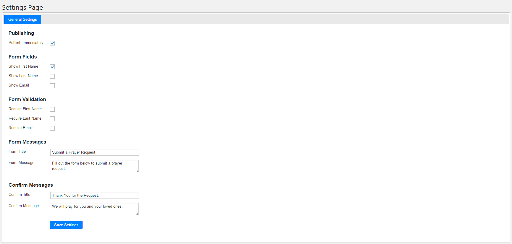 Our settings page allows you to customize their experience on your website.