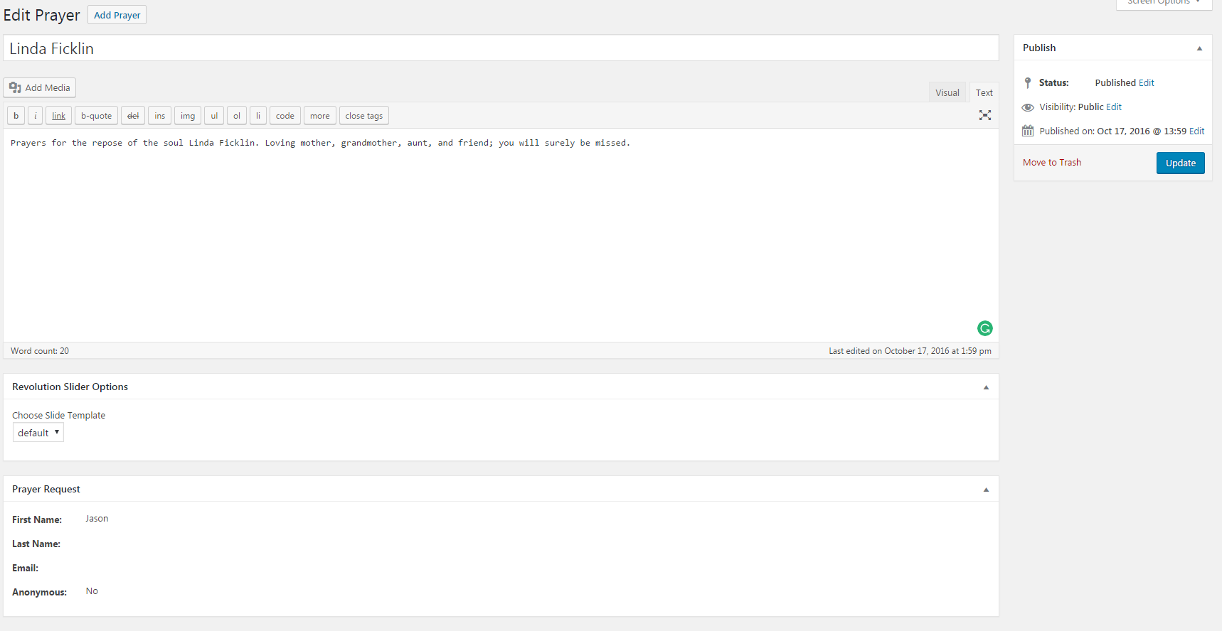 The detail view gives your more insight to the request and person whom submitted the request.