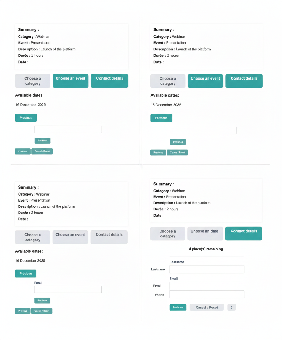 Front-end booking flow