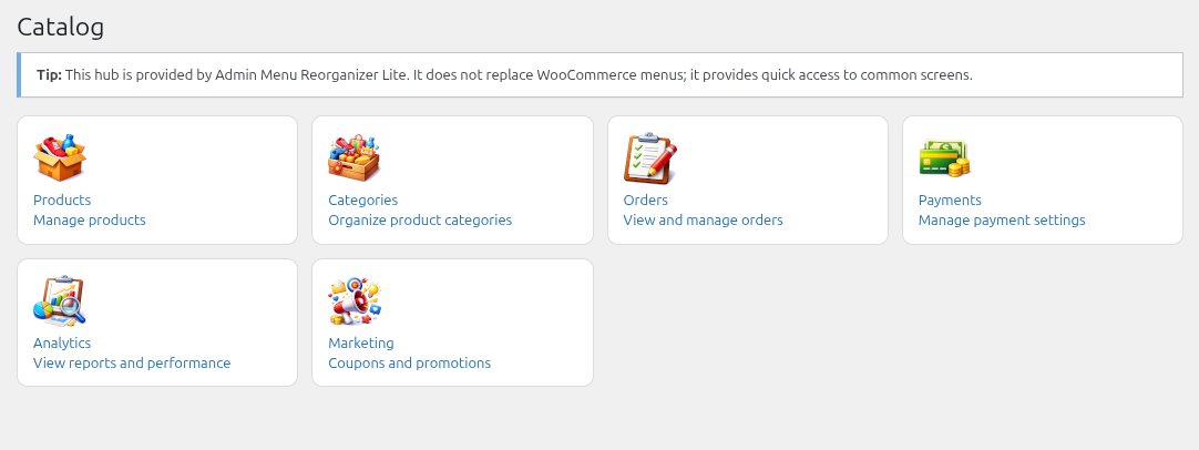 **Catalog Hub:** The new "Catalog" Hub for WooCommerce.