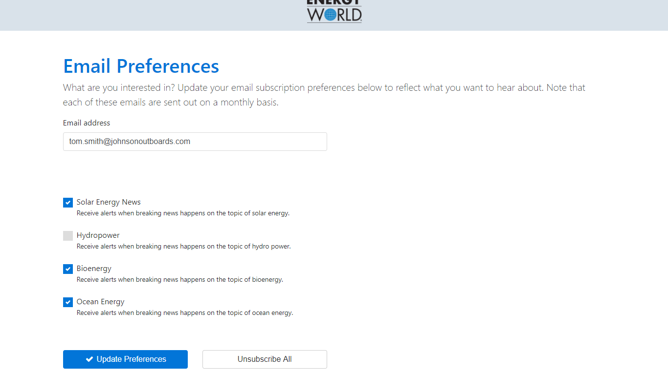 Create a preference center for your Marketo database in minutes.