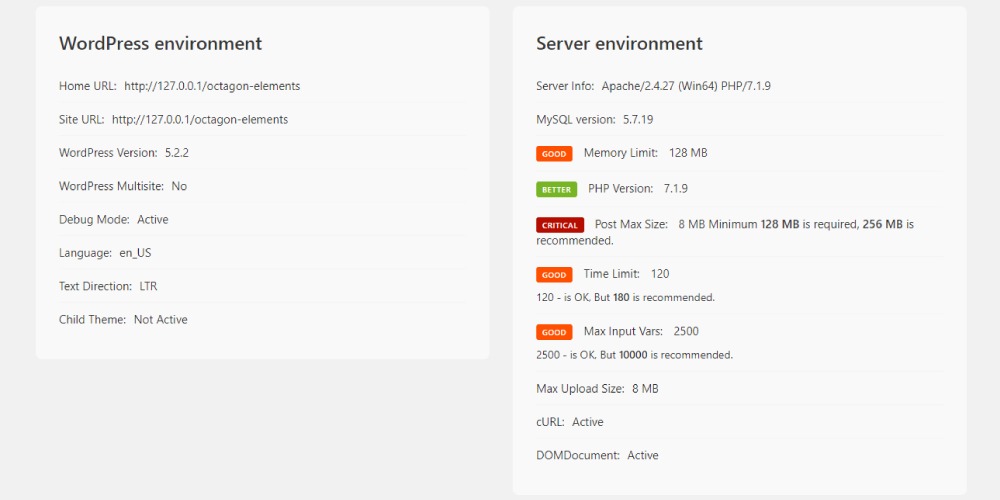 **System Status.** Check the Site health.