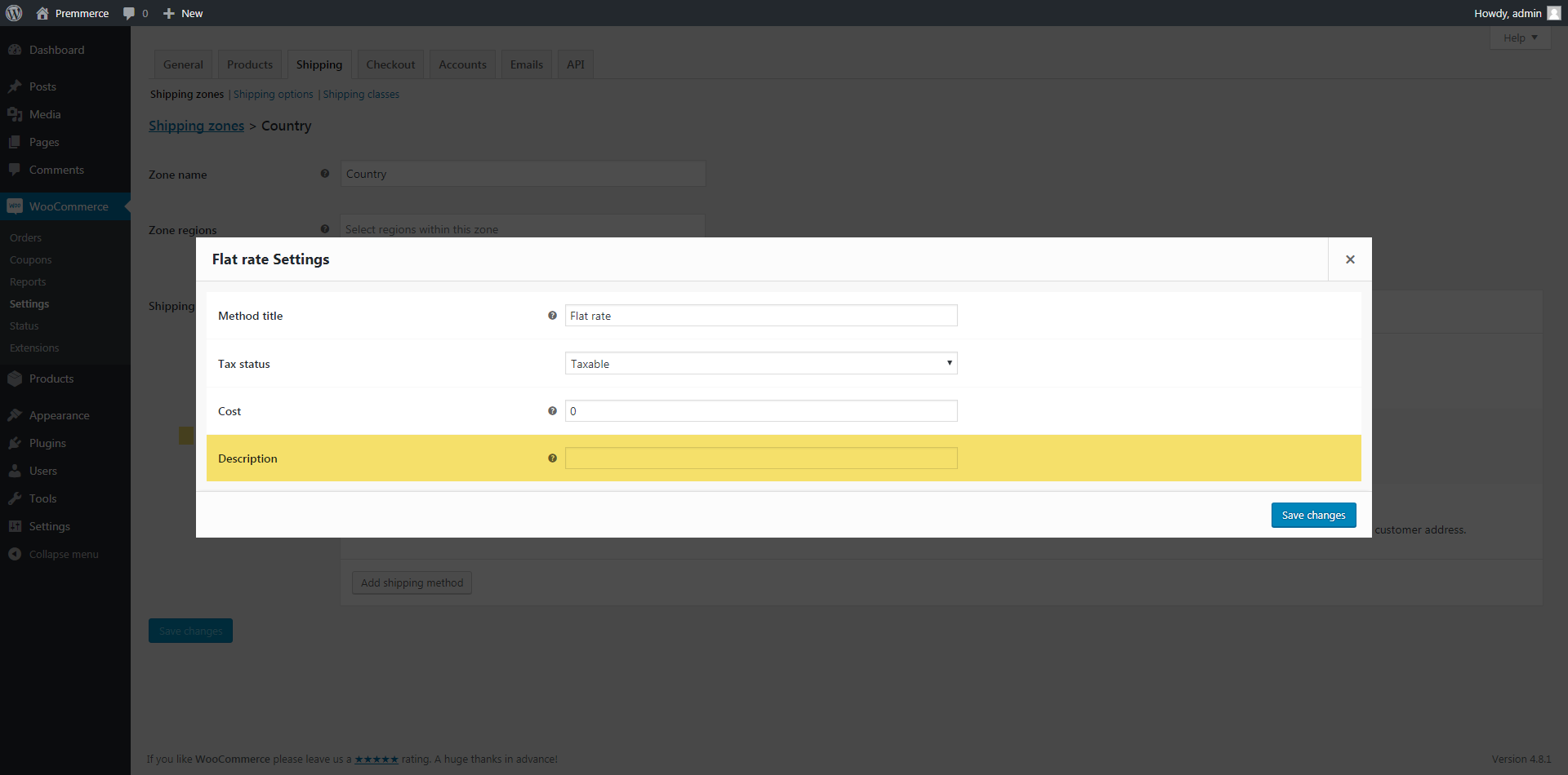 Shipping methods description