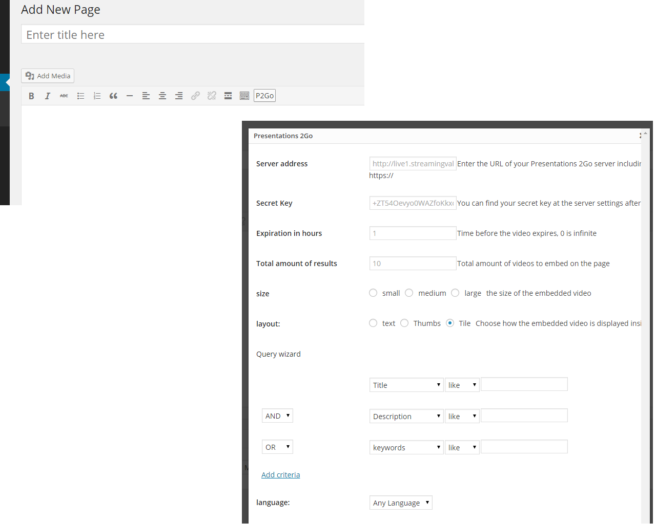 Add content to WordPress page