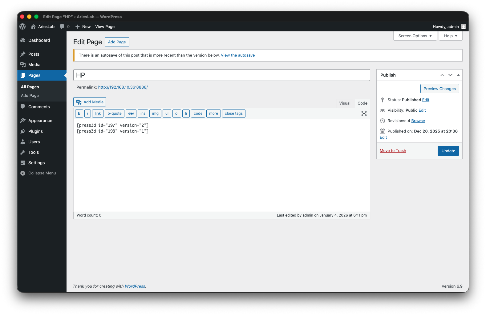 Shortcode usage in Classic Editor