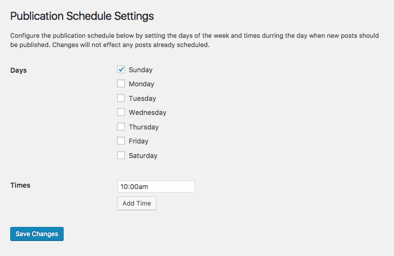 Plugin settings screen