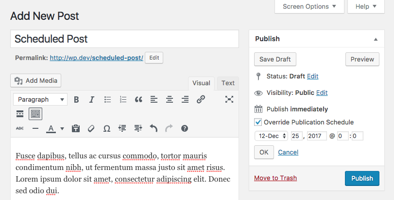Manual override on post edit screen