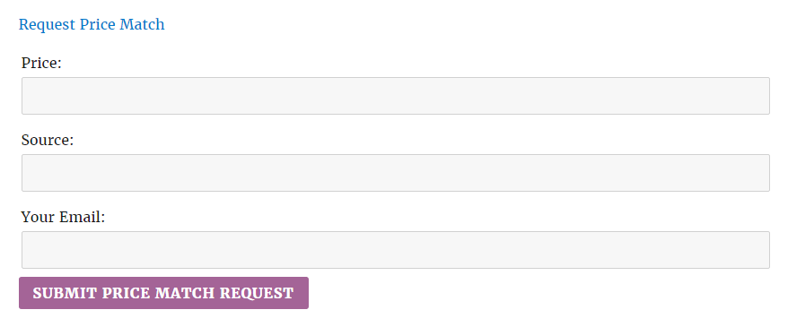 Price match request form on the WooCommerce frontend (product page).