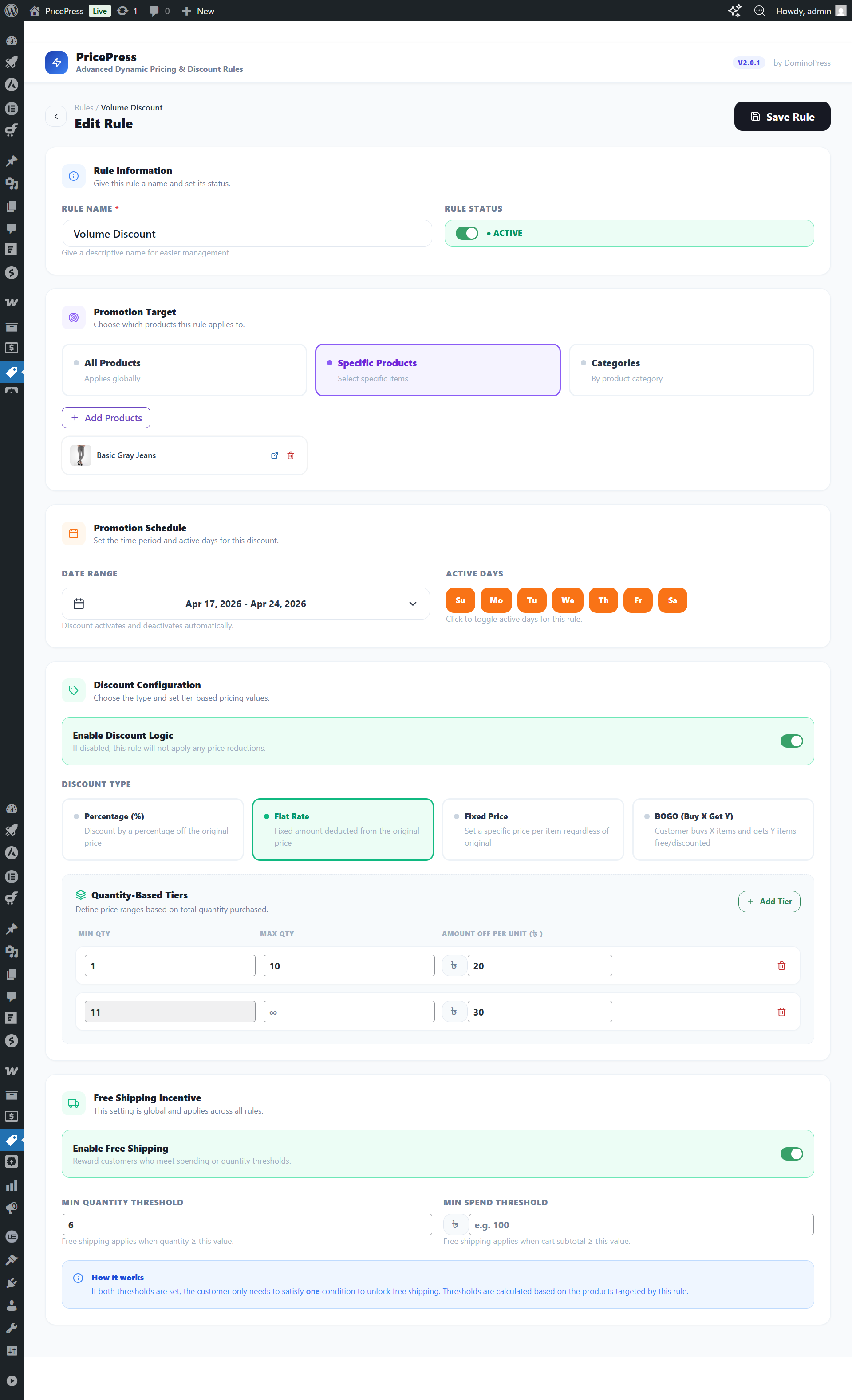 **Product Targeted List**: Efficiently managing specific items with direct permalink access.