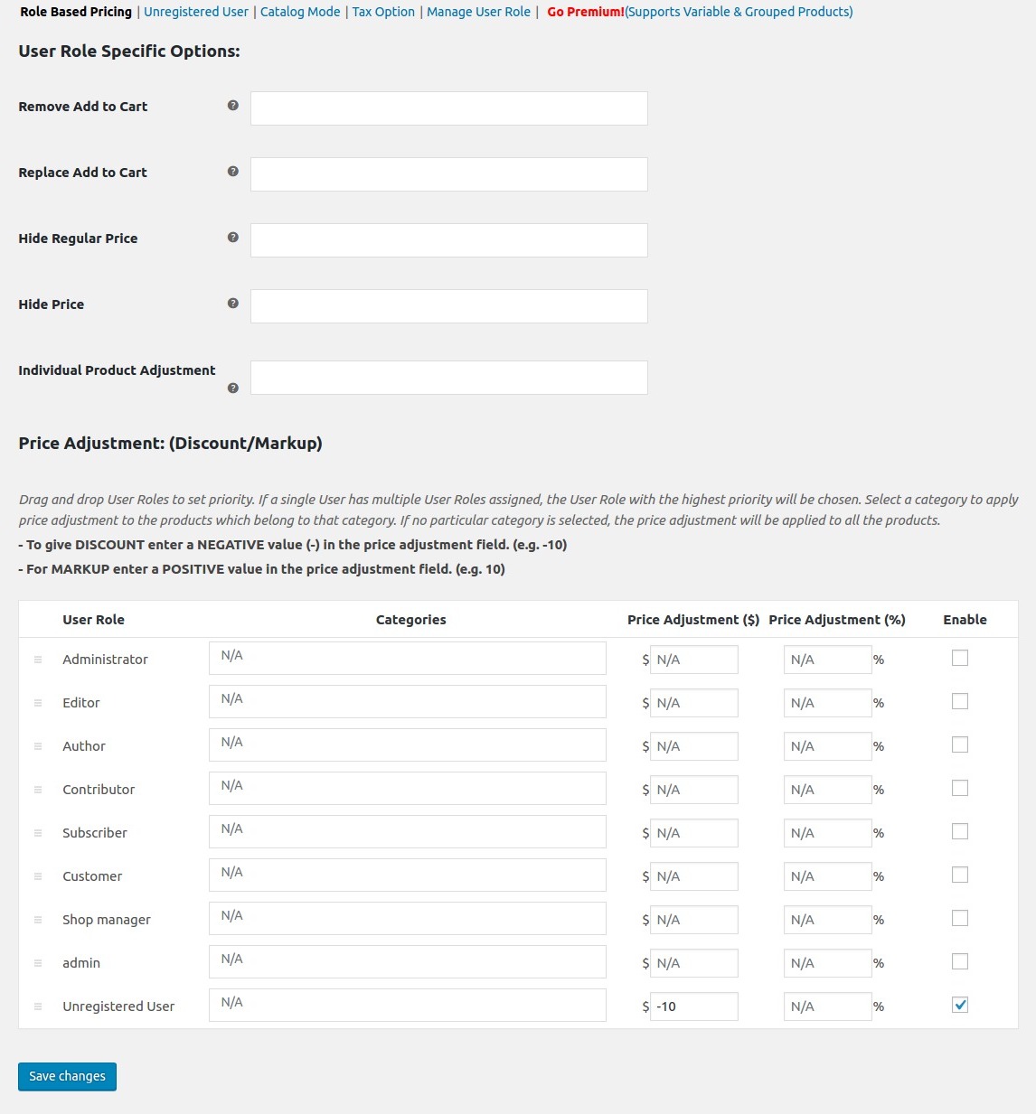 Role Based Pricing