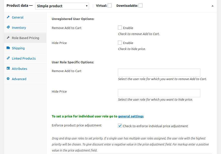 Individual Roles based pricing